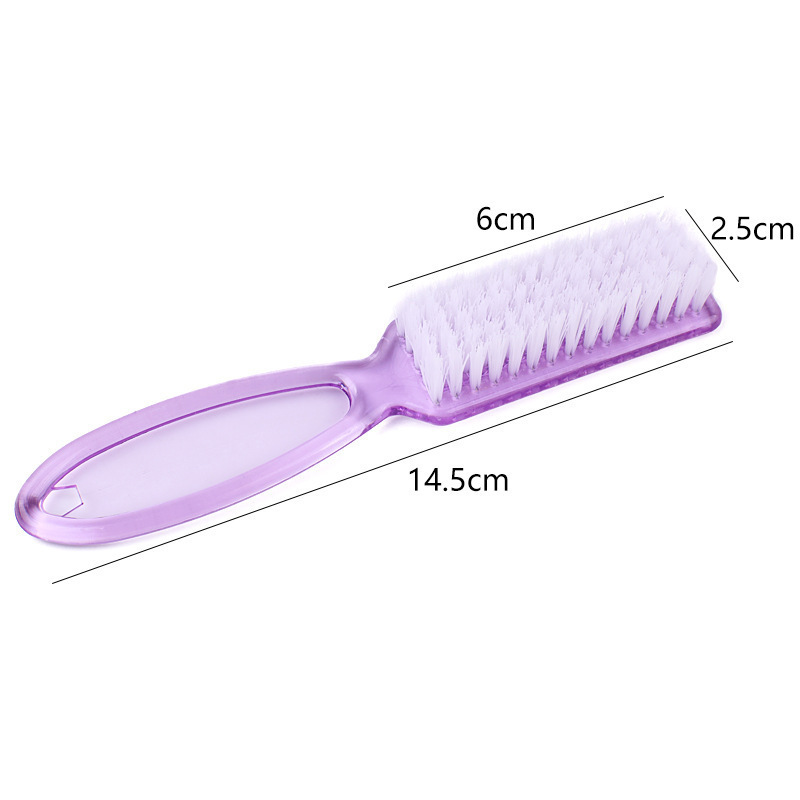 FOCSTAR Wholesale Cheap Transparent Long Handle Plastic Nail Tool Colorful Toe Fingernial Nail Cleaning Brush (BTB086)