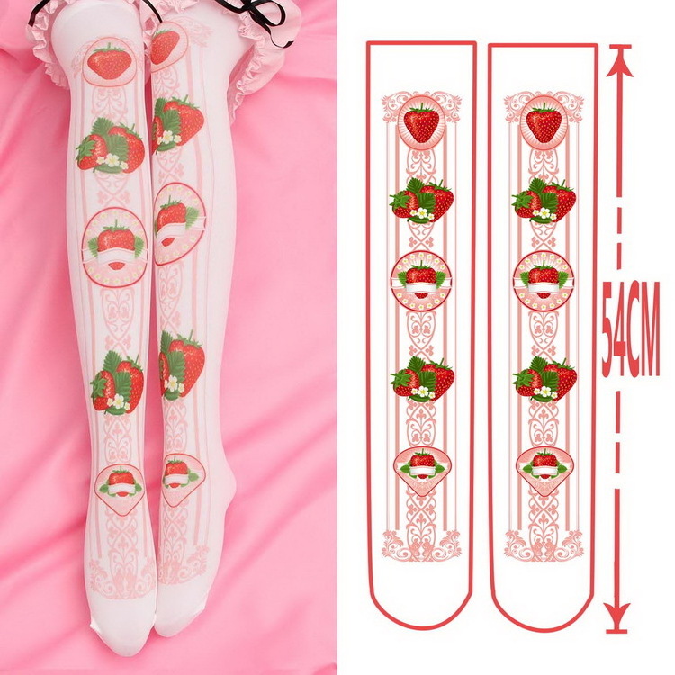 Strawberry Pink 54 CM Knee High Nylon Customized Length Stocking Teen Girl Lolita Style Cute Carnival Stocking