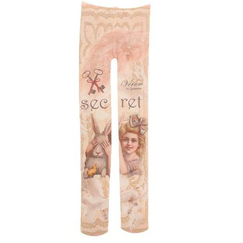 Japanese Lolita Trendy printed tattoo leg stocking girls silk stockings