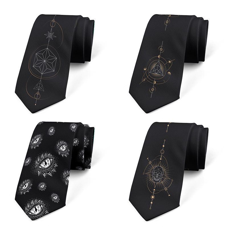 New Design Men Novelty Polyester Necktie Constellation Pattern Fun Fashion Cool Business Formal Tie Bar Club Daily Wear Tie