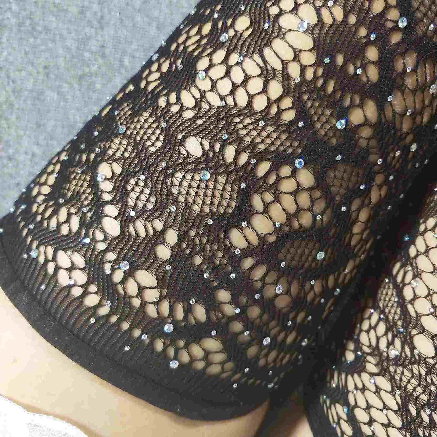 sexy stockings long tube over the knee garter drill mesh socks small mesh hot drill socks fishnet high tube socks