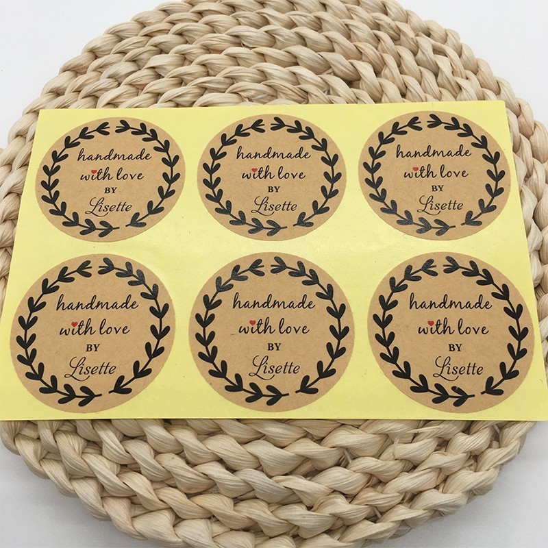 Round Kraft Paper For Handmade Craft Gift Decoration 100 Sheets/Pack Customized Label Food Sealing Sticker