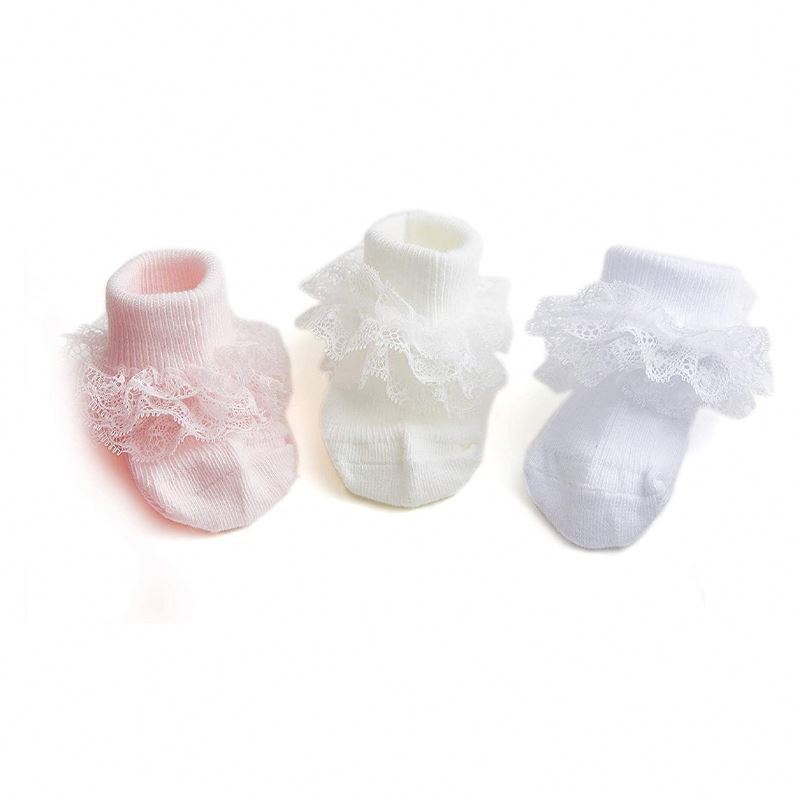 Customized High Quality Baby Turn Cuff Ruffle Lace Socks Newborn Toddlers Baby Organic Cotton Kids Socks Girls China