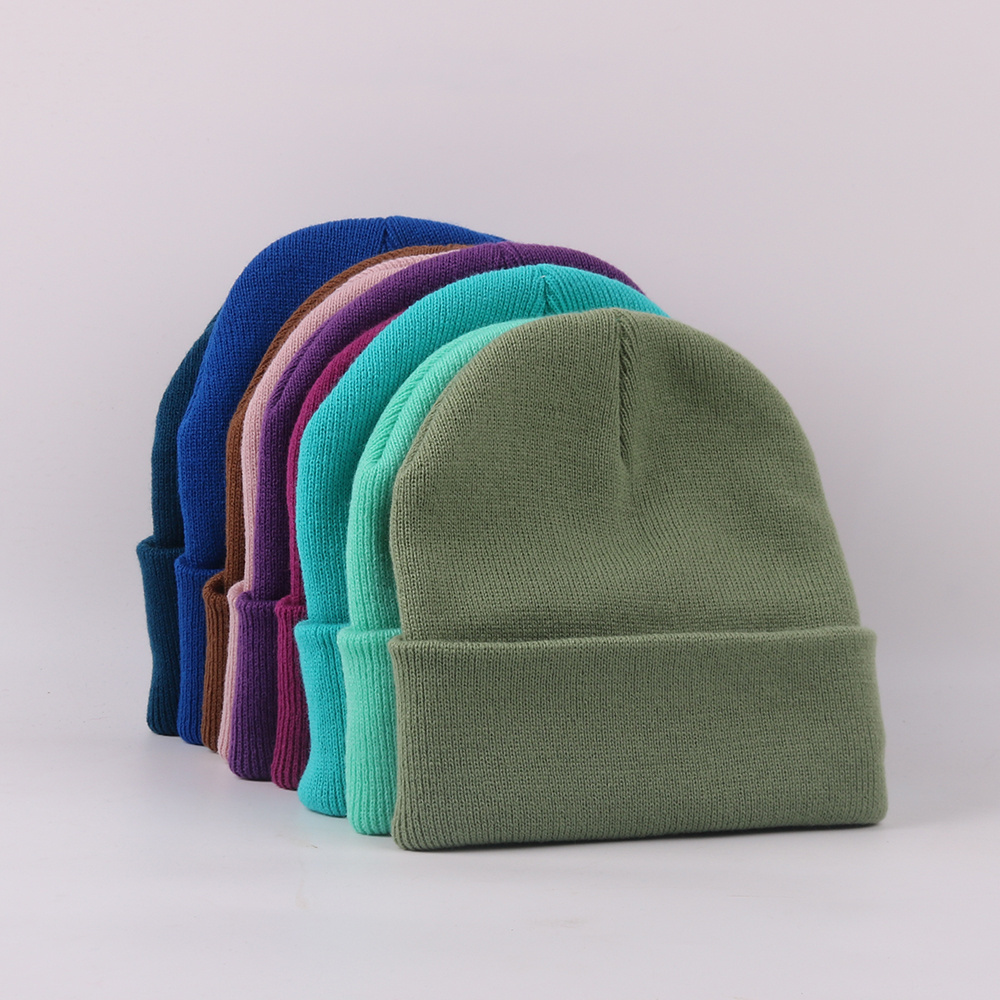 DIY Logo New Green Colors Unisex Beanie Autumn Winter Wool Soft Warm Knitted Cap Men Women SkullCap Hat Gorro Ski Cap Beanies