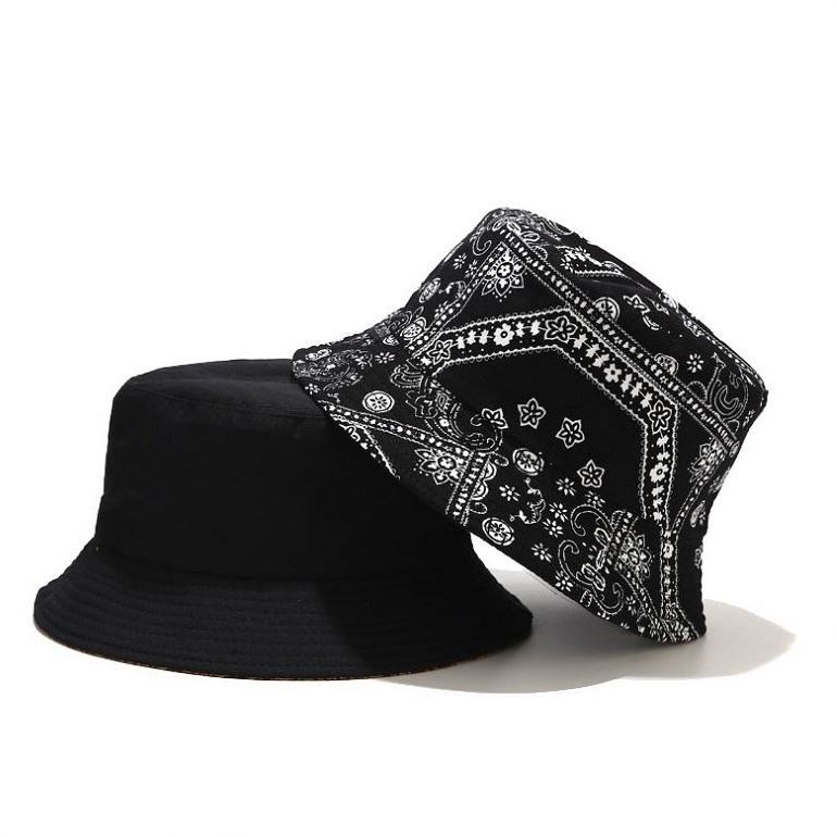 Fashion Design 100% Polyester Satin Bucket Hat Raffia Ethnic Style Wholesale Double Sided Bucket Hat