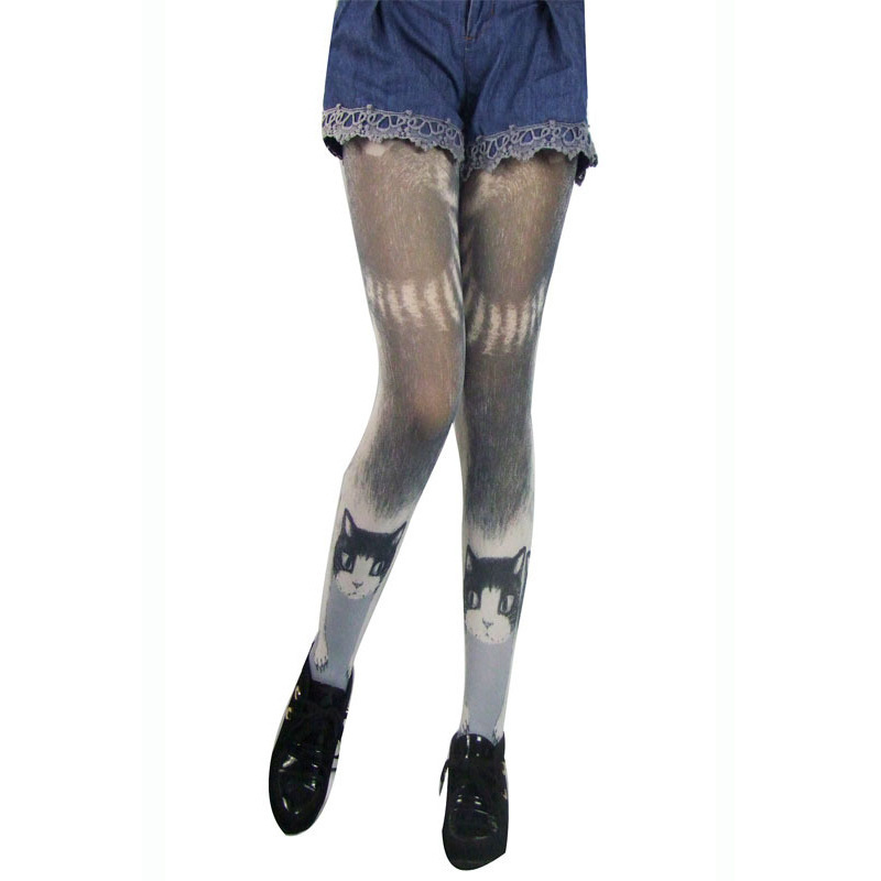 Japanese Lolita Trendy printed tattoo leg stocking girls silk stockings