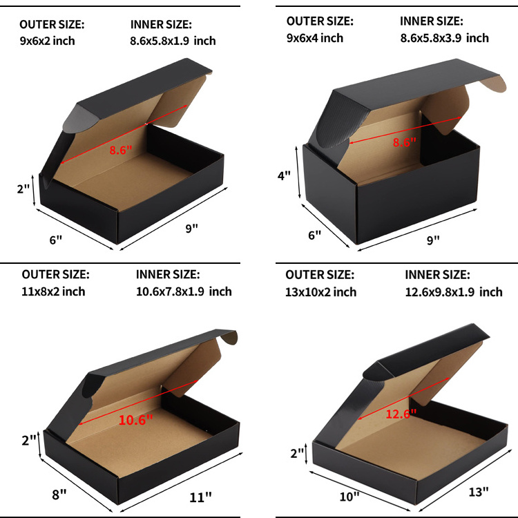 Custom made boite aux lettres strong carton folding black kraft corrugated mobile phones packaging shipping box