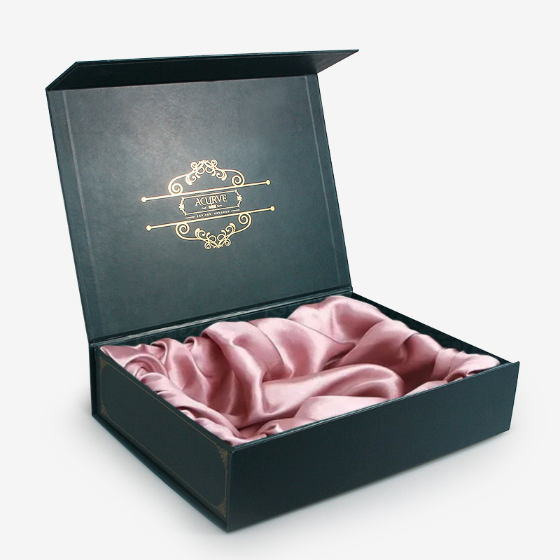 Custom Printed Luxury Rigid Paper Clamshell Box Underwear Lingerie Packaging Magnetic Gift Boxes with Foam Satin Insert