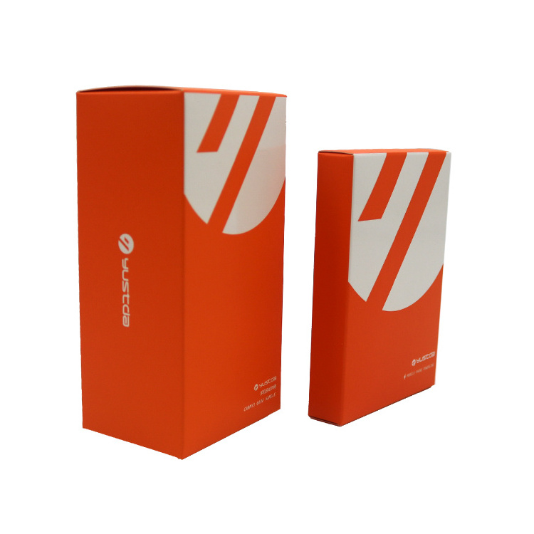 Custom Cosmetic Paper Box Orange White Folding Carton Box Flat Pack makeup packaging