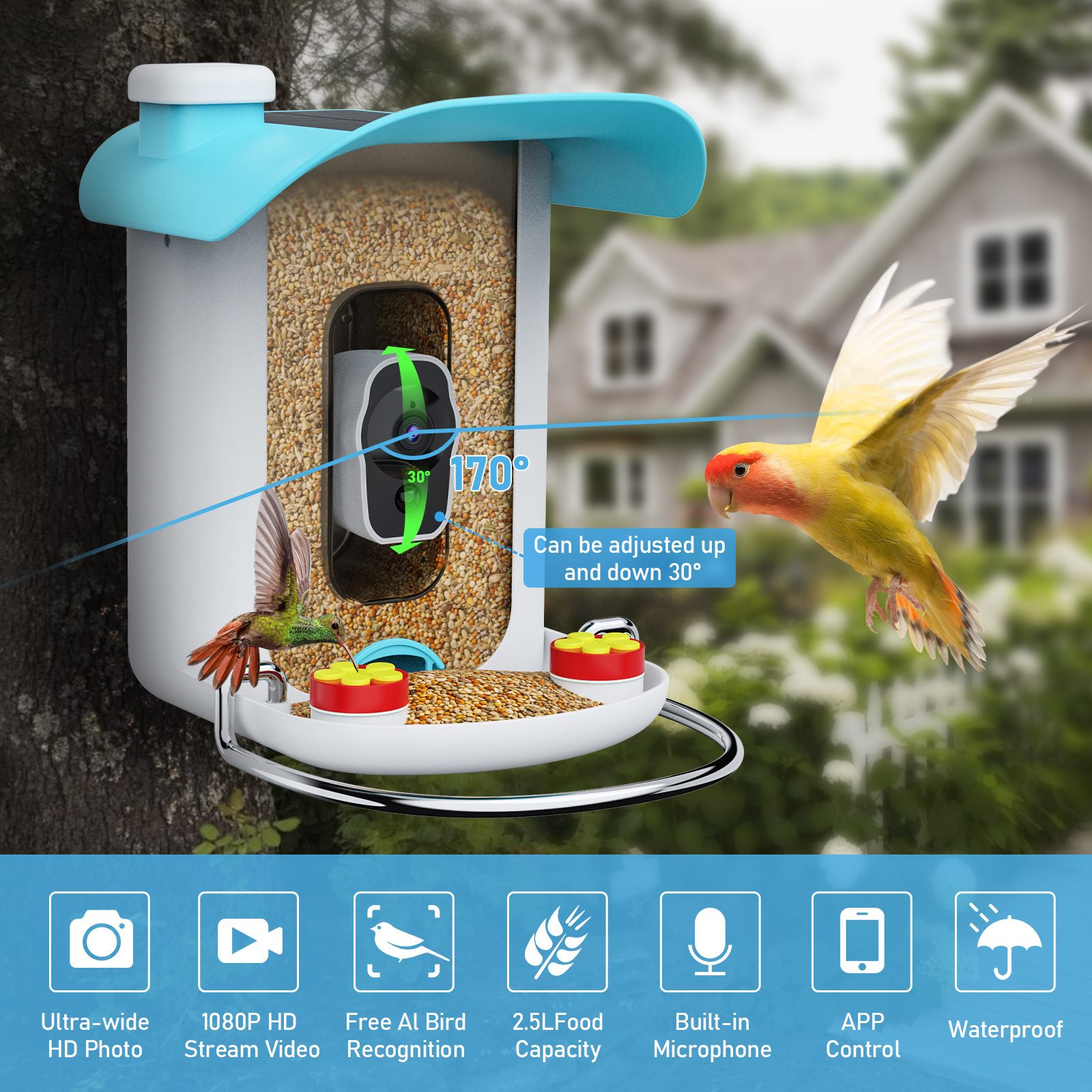 2024 Hot Sale Smart Night Vision Ai Recognition Bird Feeder With Camera Wireless Outdoor