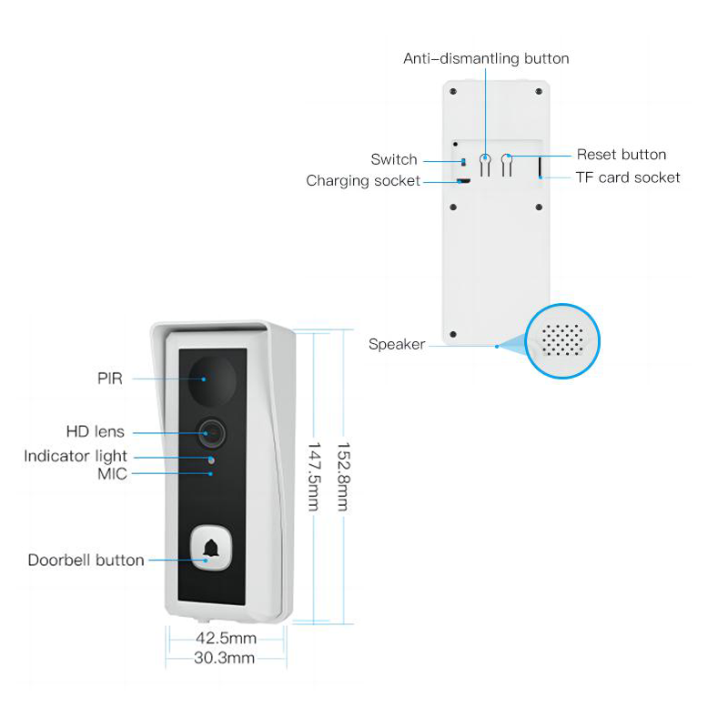 2023 new  door eye smart lock 1080p hd smart wifi with ring wireless door bell camera wifi video doorbell camera