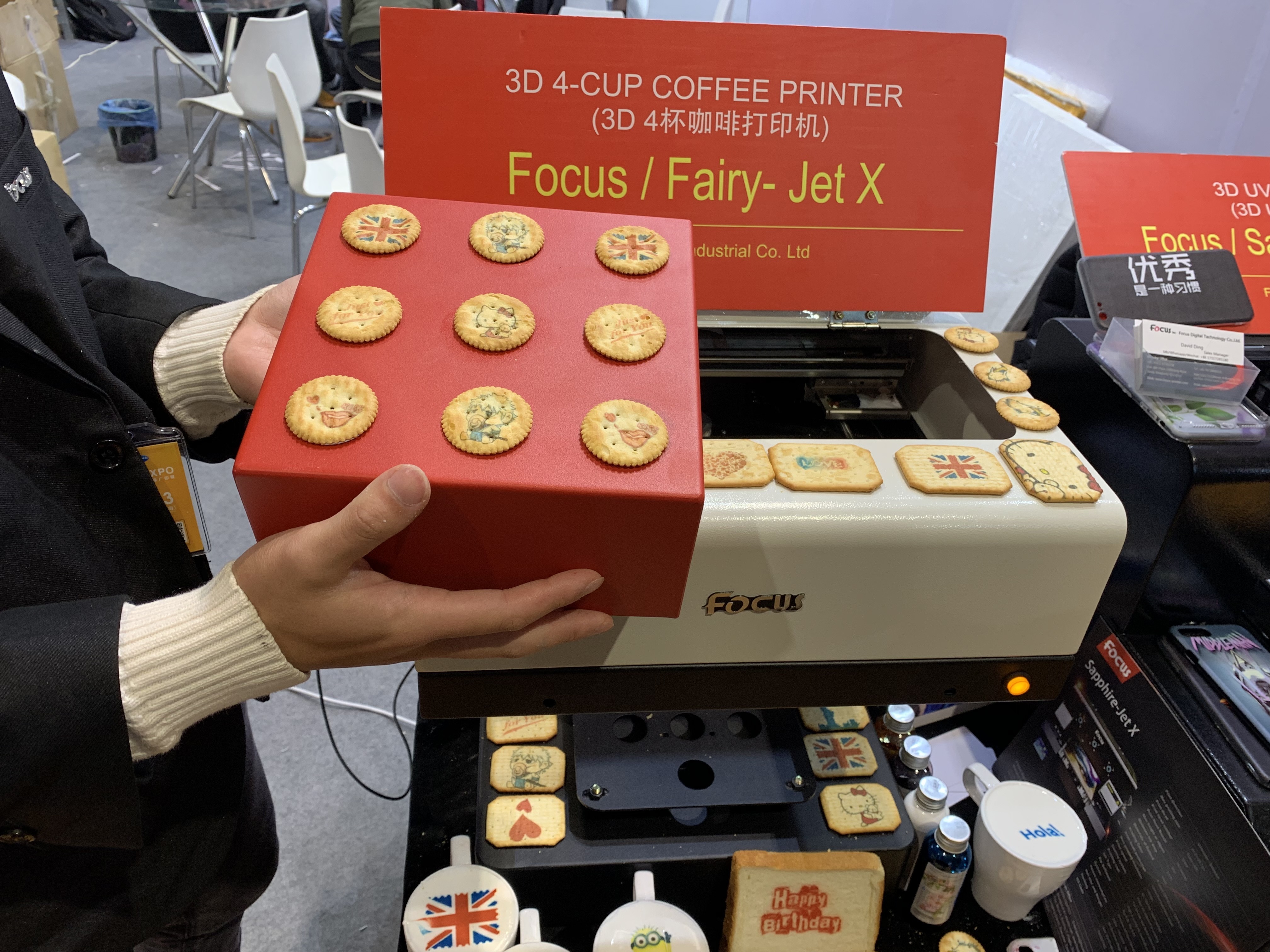 Focusinc edible ink food coffee printing machine milk cookies macarons cake printer