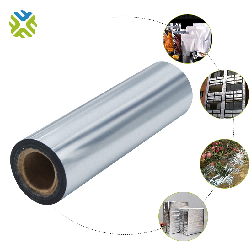 Metalized film Pet Film Plastic Packaging Rolls for food packaging and Reflective film for construction