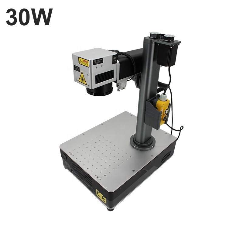 Raycus JPT High-Power Motorized Lifting Laser Head Enclosed Fiber Laser Cutter 20W/30W with Exchange Table Cover Laser Marking