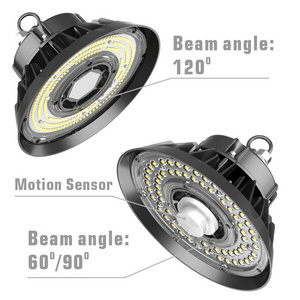 LED High Bay Light Shop Lamp Industrial Warehouse IP65 100W 150W 200W 240W Highbay UFO LED High Bay Light with Motion Sensor