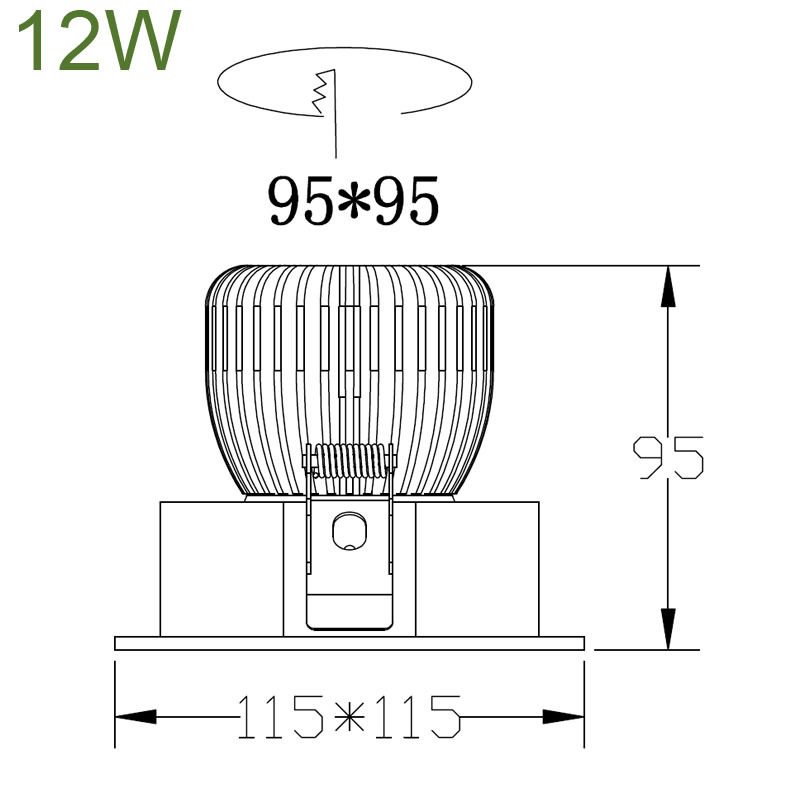 1513 12W Ceiling Square Shape Recessed LED Light Spot Recess Square Down Light