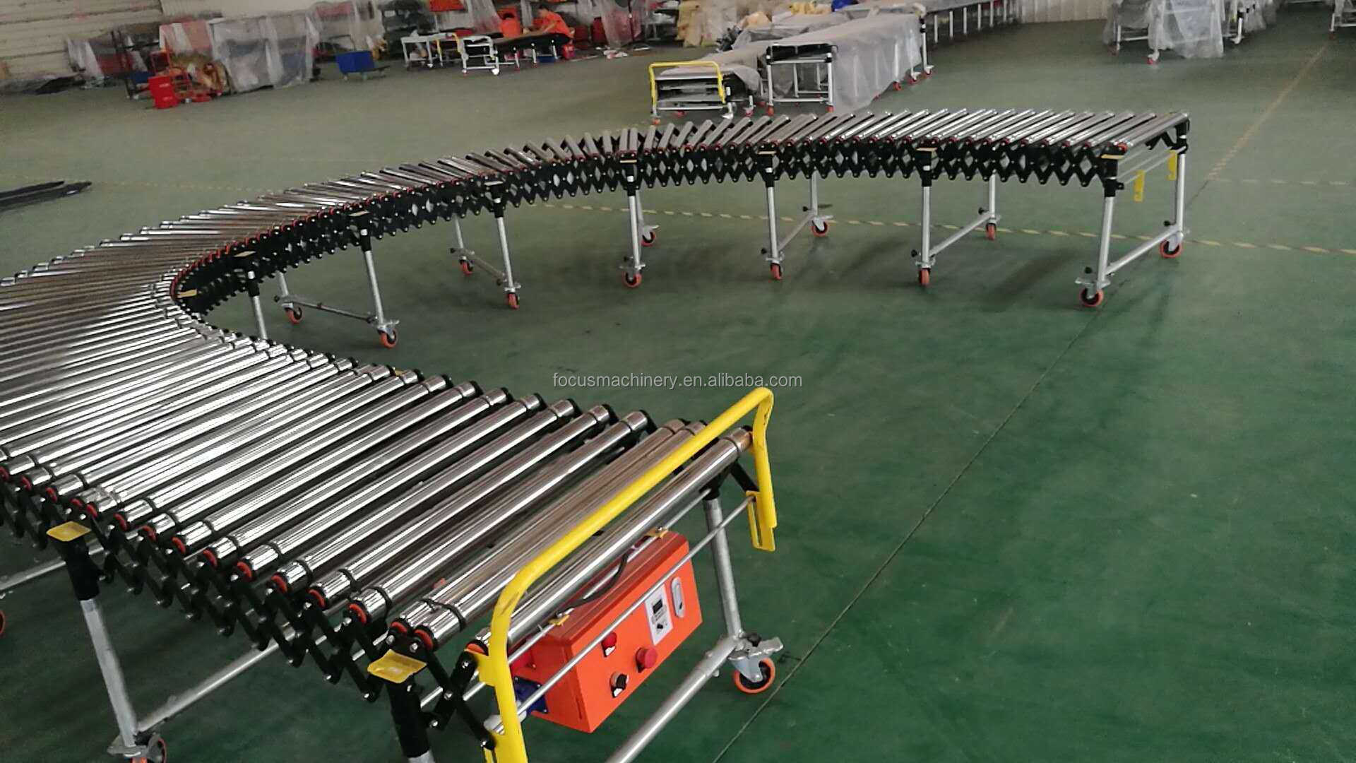 Focus Machinery 50kg Load Unpowered Telescopic Idler Roller Conveyor Line Carton Conveyor Roller Conveyor Mobile Flexible