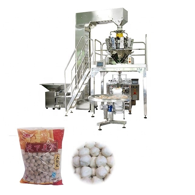 Automatic Vertical Frozen Food Packing Machine with Multihead Weigher for Dumplings Meat Balls etc