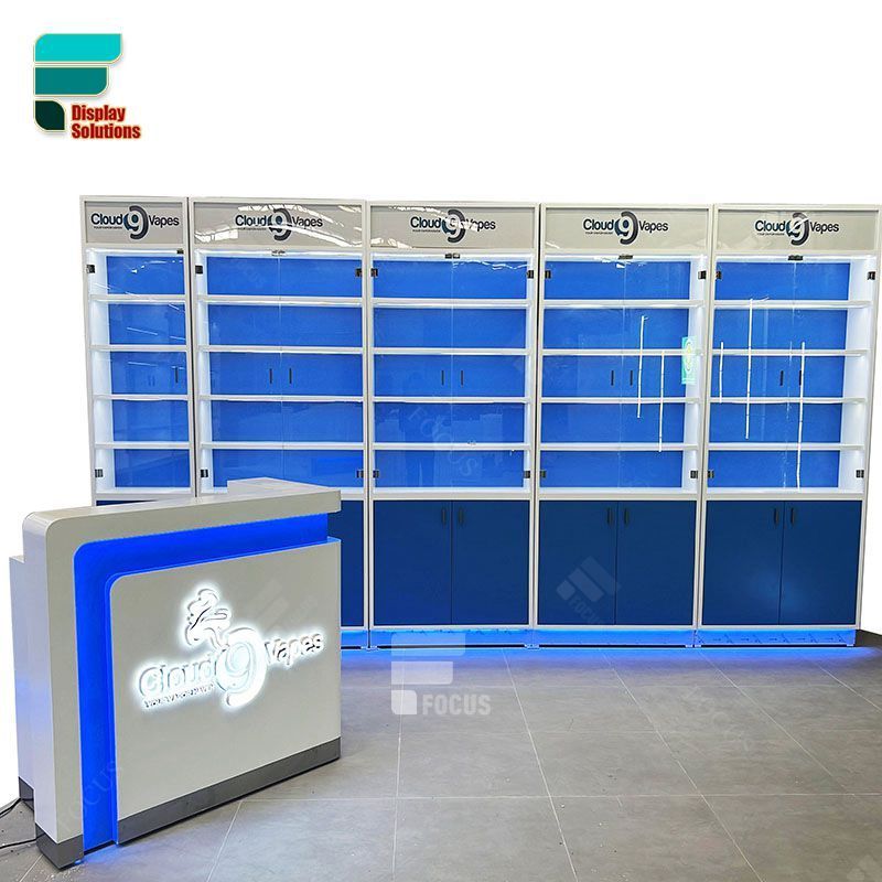 Kiosk Counter Glass Display Showcase Cabinet Tall Cigar Display Cabinet Humidor Show Cases For Smoke Shops