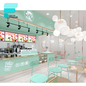 Good Selling Ice Cream Interior Juice Food Kiosk Furniture Candy Decor Shop Fitout Small Milk Tea Shop Design