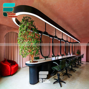 OEM Special Design Hair Salon Decor Barbershop Mirror With Lights Furniture For Beauty Salon