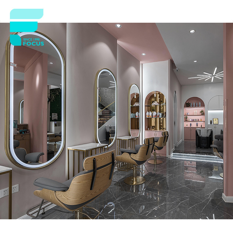 Salon Hair Equipment Hair Salon Counter And Led Beauty Mirror Hair Salon Chairs For Sale