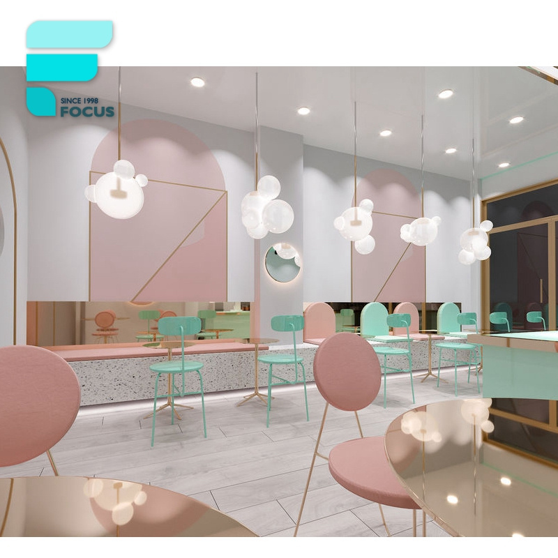 Good Selling Ice Cream Interior Juice Food Kiosk Furniture Candy Decor Shop Fitout Small Milk Tea Shop Design