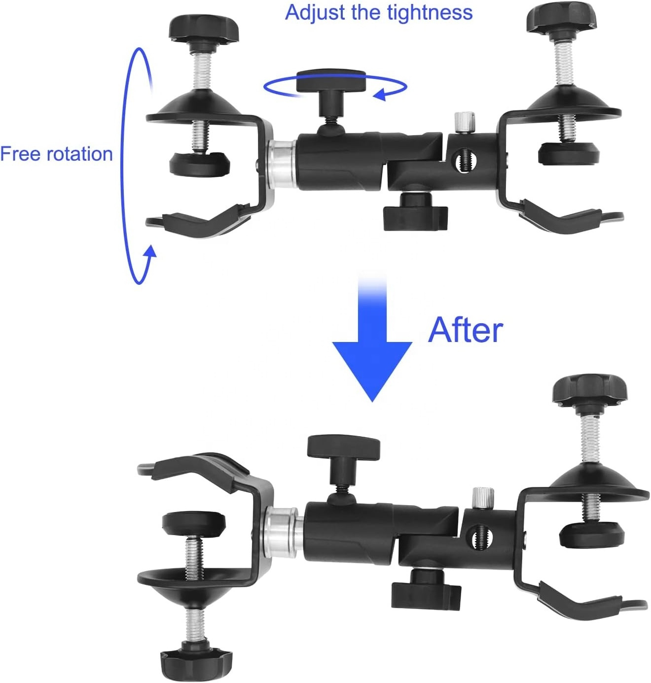 Metal Tripod Umbrella Holder Outdoor Camera Metal Clip Bracket Stand Double Clamp Photography