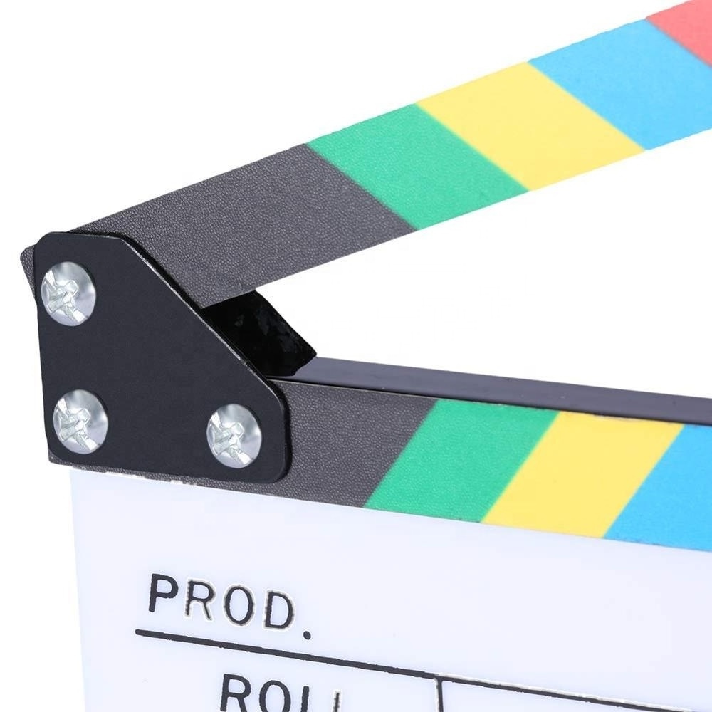 Acrylic Film Clapboard Dry Erase Director Film Movie Clapper Board Cut Action Scene Clapper Board Slate with colorful Sticks