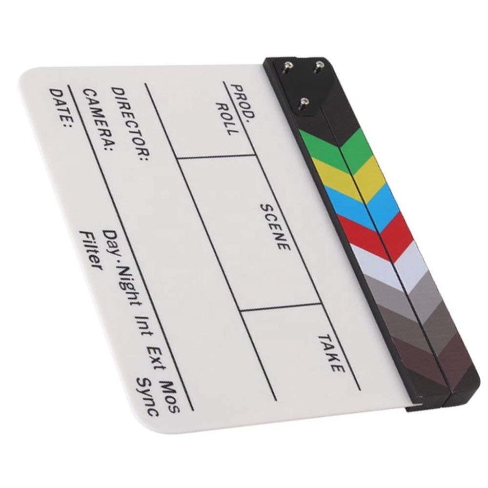 Acrylic Film Clapboard Dry Erase Director Film Movie Clapper Board Cut Action Scene Clapper Board Slate with colorful Sticks