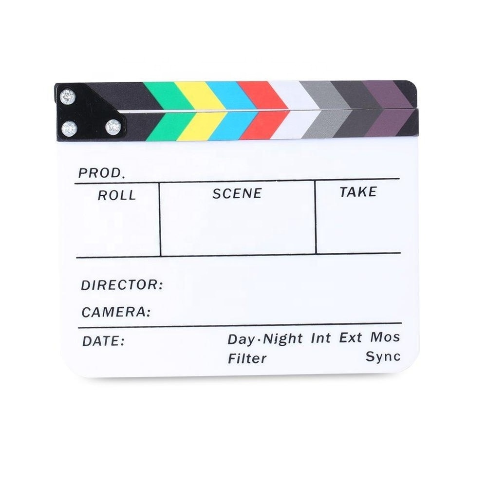 Acrylic Film Clapboard Dry Erase Director Film Movie Clapper Board Cut Action Scene Clapper Board Slate with colorful Sticks