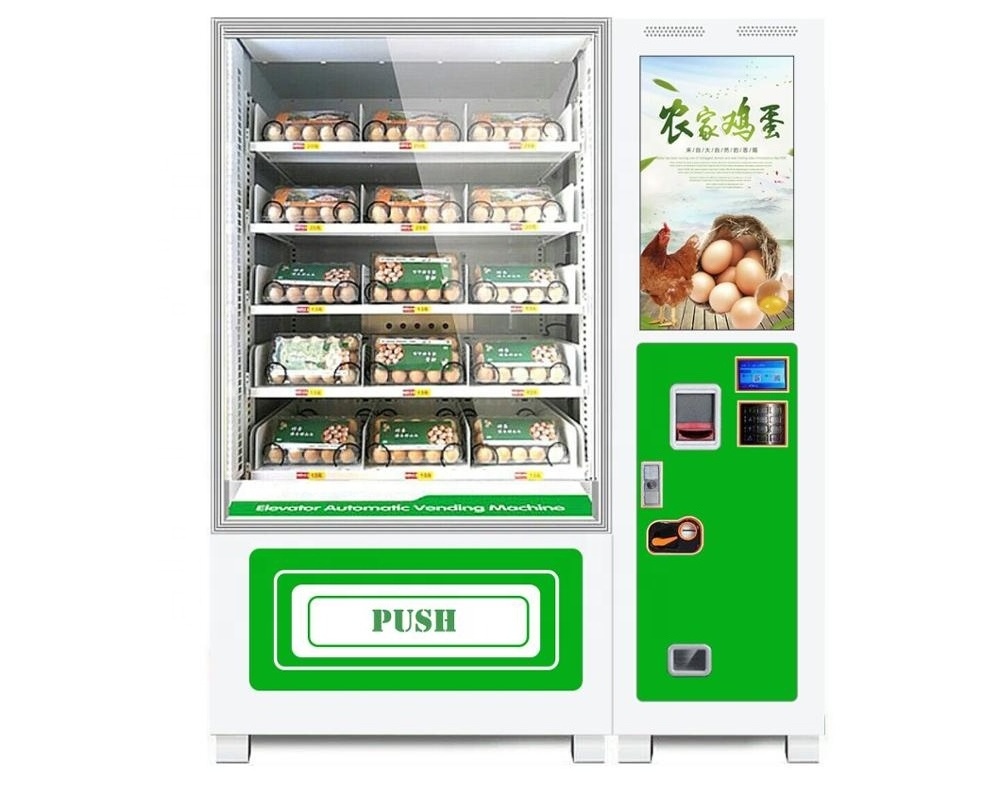 Elevator vending machine with conveyor belt for egg and honey