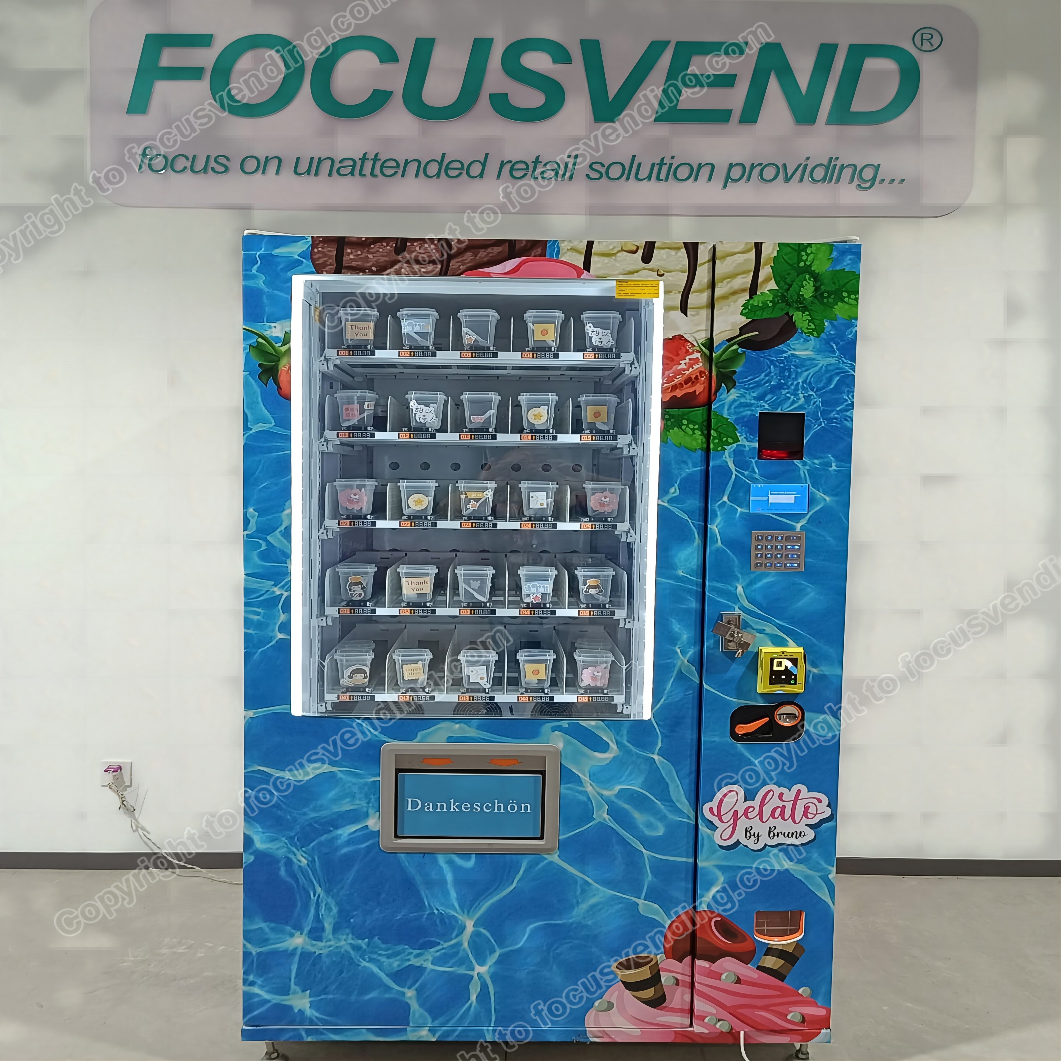 Focusvend ODM/OEM Automatic Frozen Food Ice Cream Vending Machine Yogurt Food Frozen Vending Machine