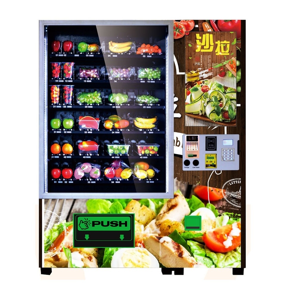 Vending machine with elevator for fresh food salads cake sandwich