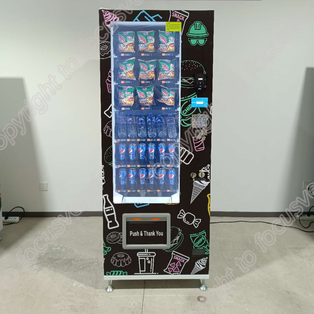 Touch screen Snack And Drink Book Vending machine with MDB/DEX standard interface mini/small