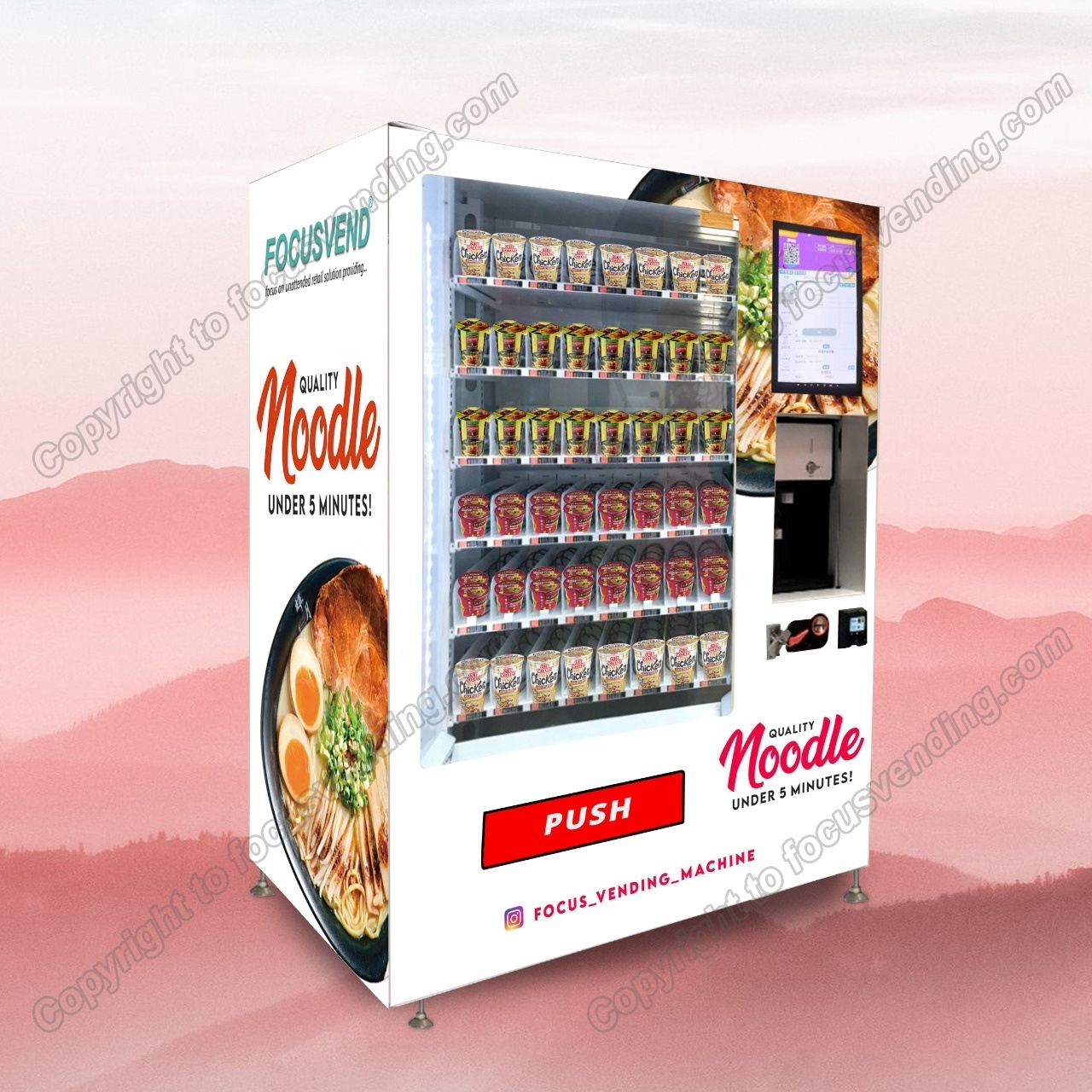 New arrival cup noodles vending machine with hot water outflow adjustable