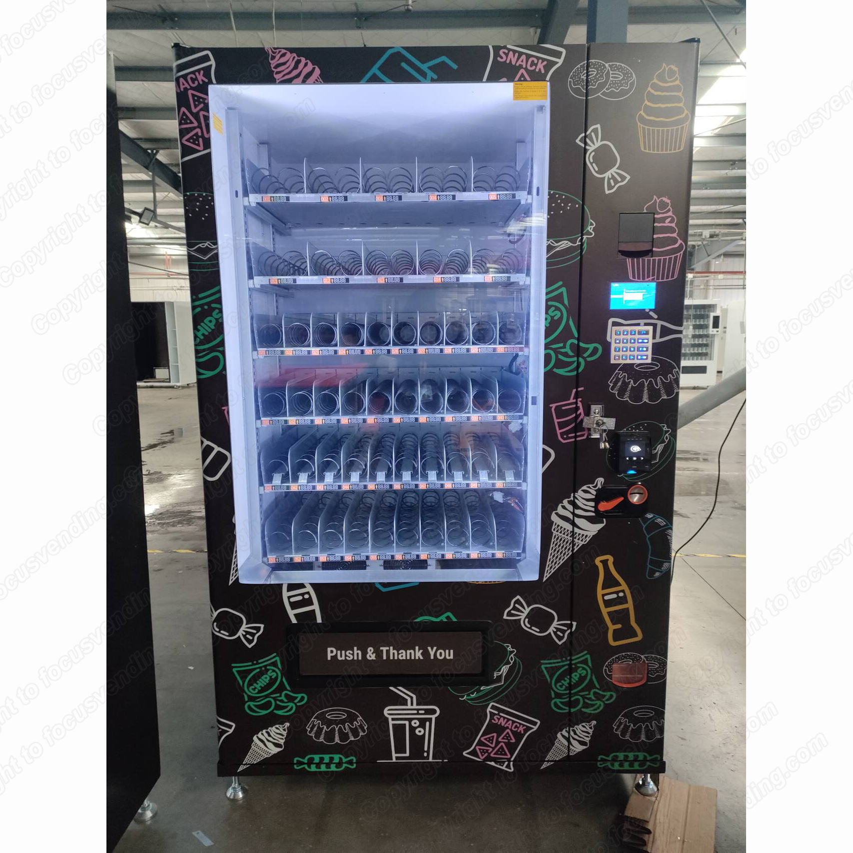 FOCUSVEND Customize game card vending machine for sell tattoo photo sticker accept coin bill card payment