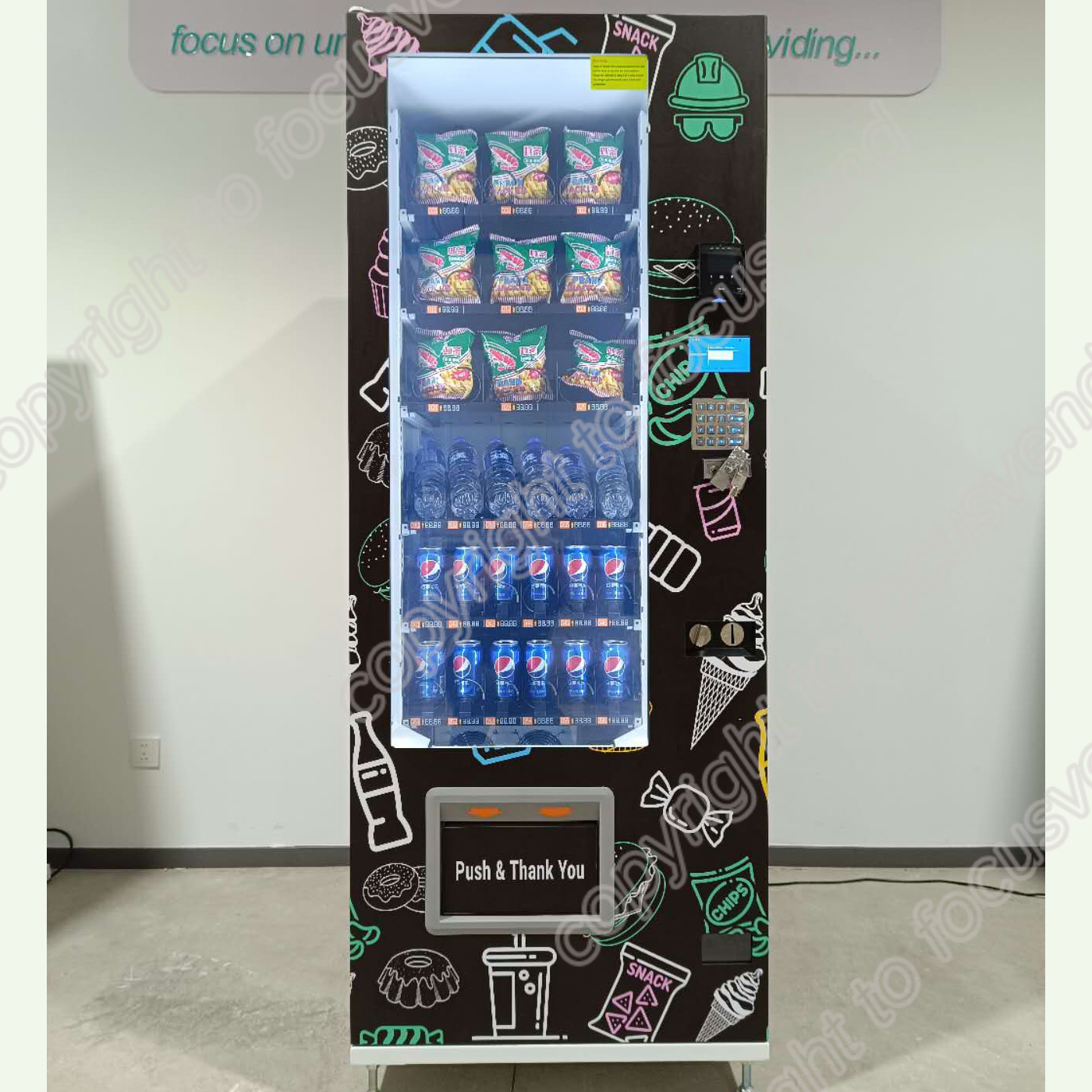 Touch screen Snack And Drink Book Vending machine with MDB/DEX standard interface mini/small