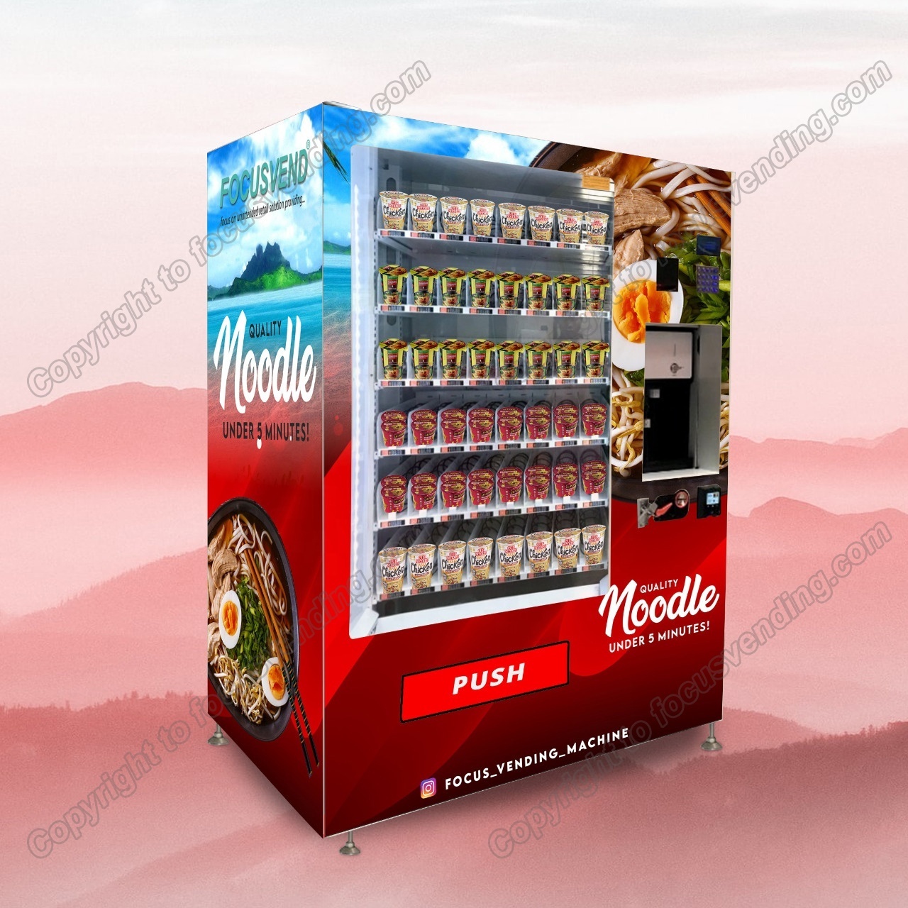 New arrival cup noodles vending machine with hot water outflow adjustable