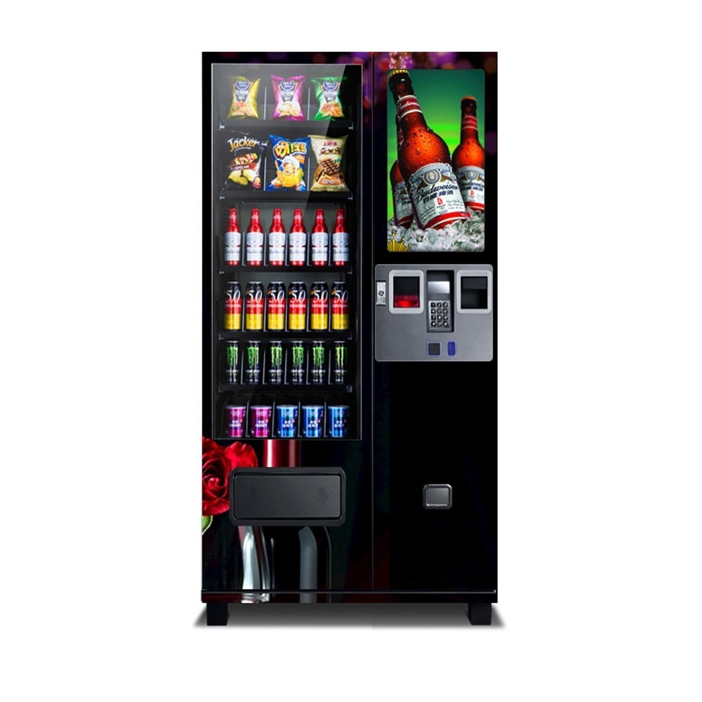 combo vending machine for cold drinks and wine with touch screen