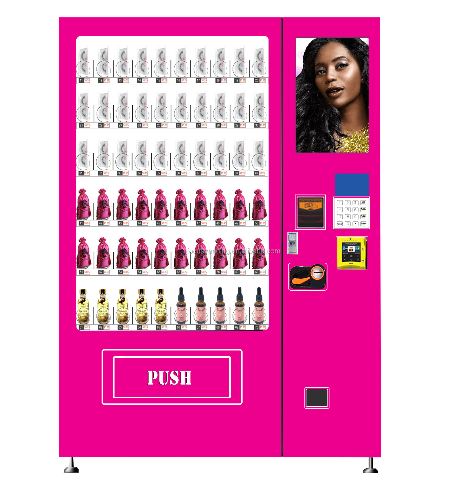 Digital vending machines for false lashes with touch screen monitor