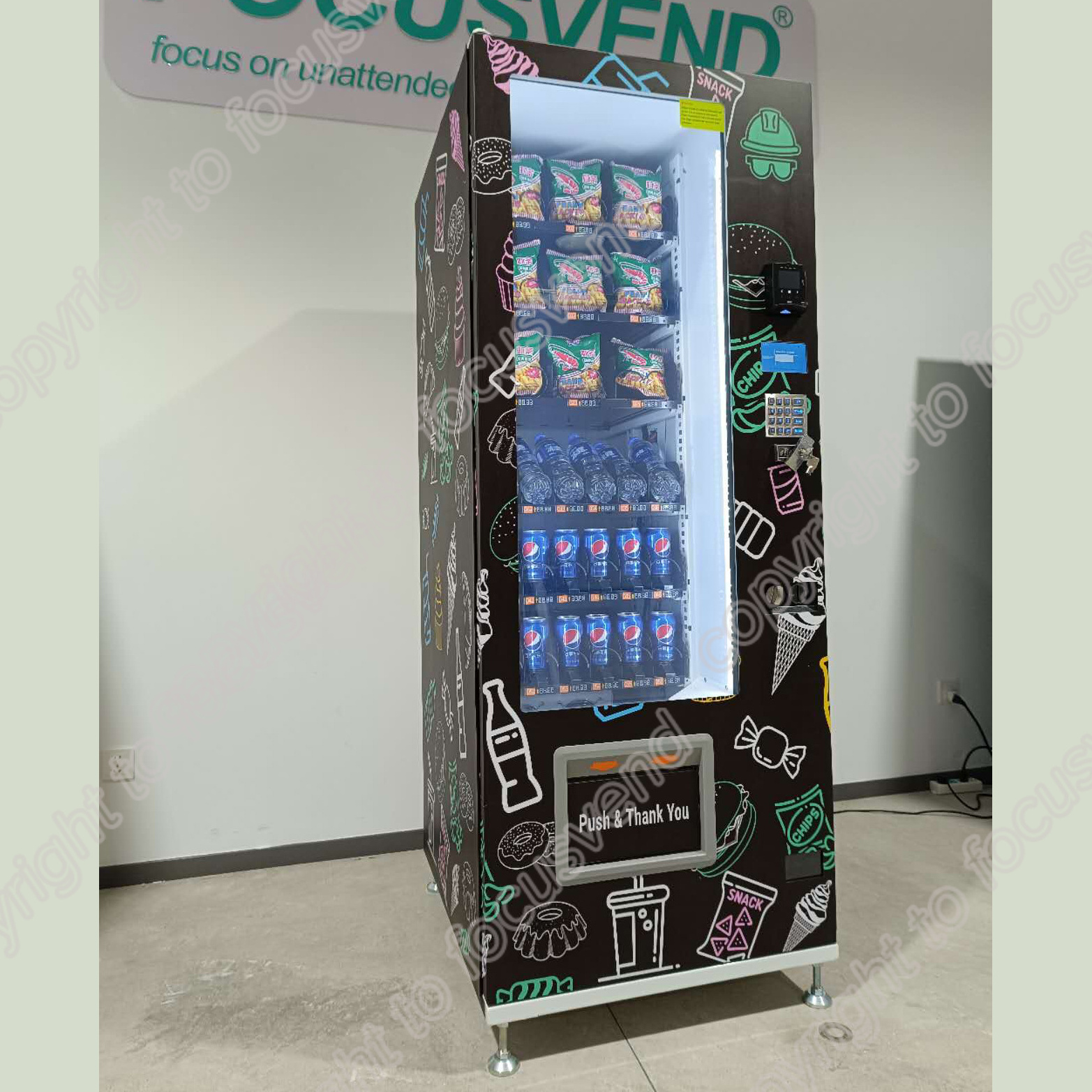 Touch screen Snack And Drink Book Vending machine with MDB/DEX standard interface mini/small