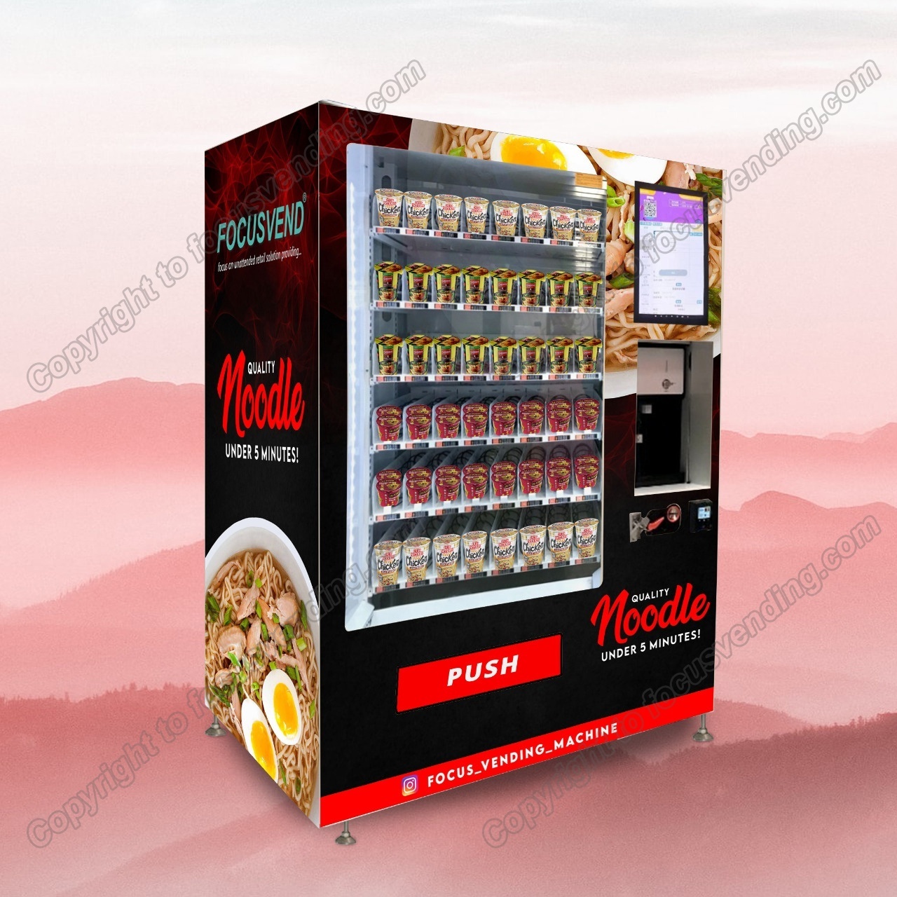 New arrival cup noodles vending machine with hot water outflow adjustable