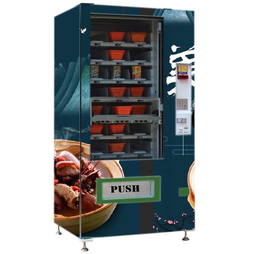 Vending machine with lift system for glass bottle yogurt honey