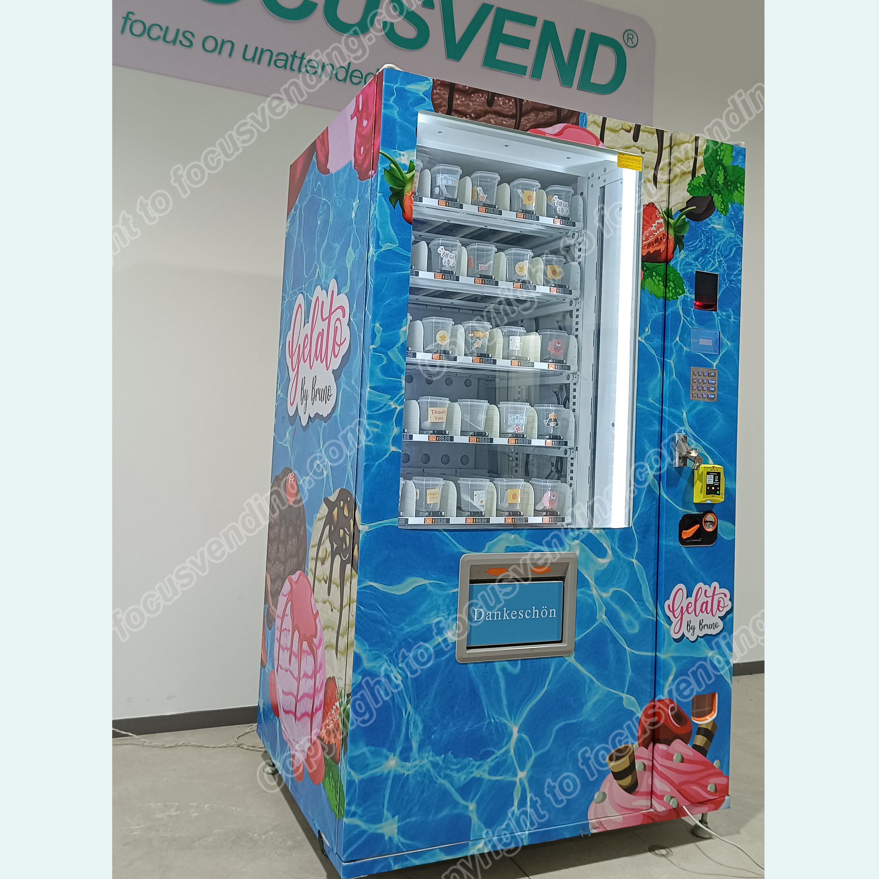 Focusvend ODM/OEM Automatic Frozen Food Ice Cream Vending Machine Yogurt Food Frozen Vending Machine