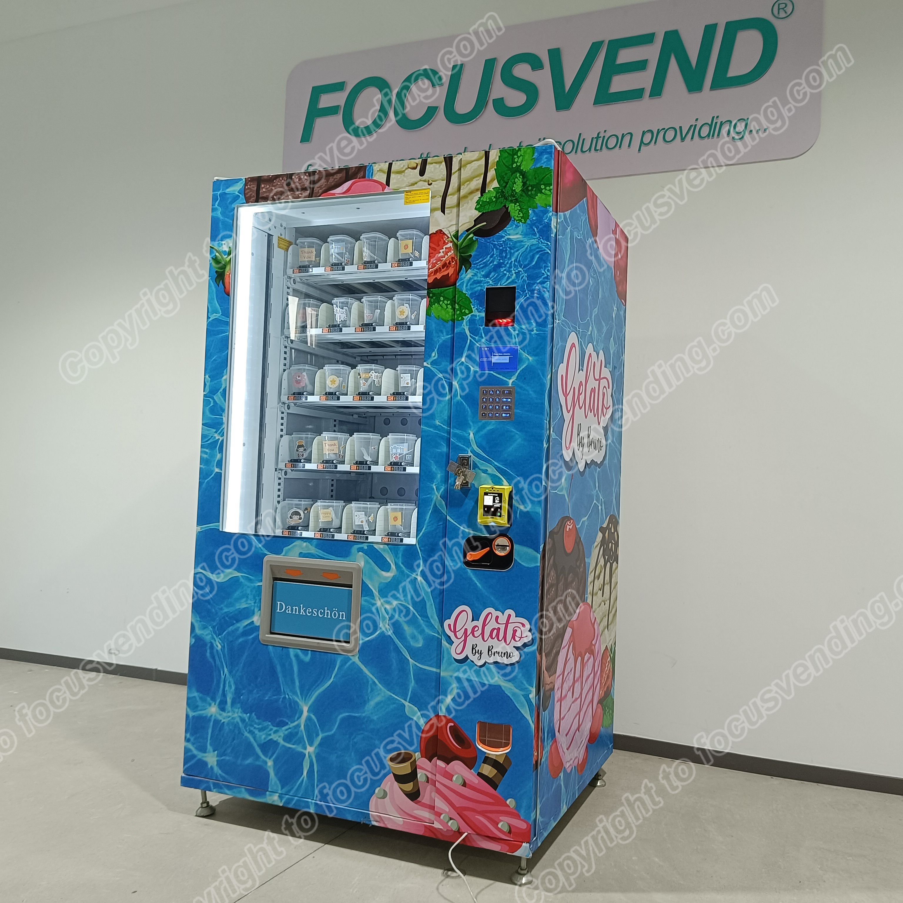 Focusvend ODM/OEM Automatic Frozen Food Ice Cream Vending Machine Yogurt Food Frozen Vending Machine