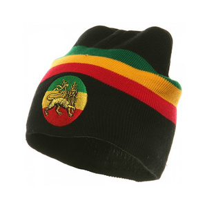 Rasta Embroidery Lion Beanie Rastafari Selassie Africa Jamaica Reggae Beanie Rasta Design Hat