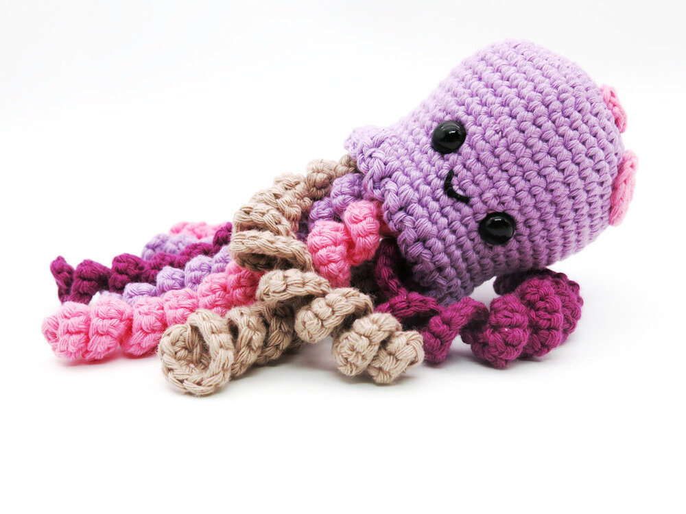 Pink Jellyfish Sea Animal Kids Crochet Toys DIY Amigurumi Handmade Plush Octopus Tiny Octopus Crochet Amigurumi Toy