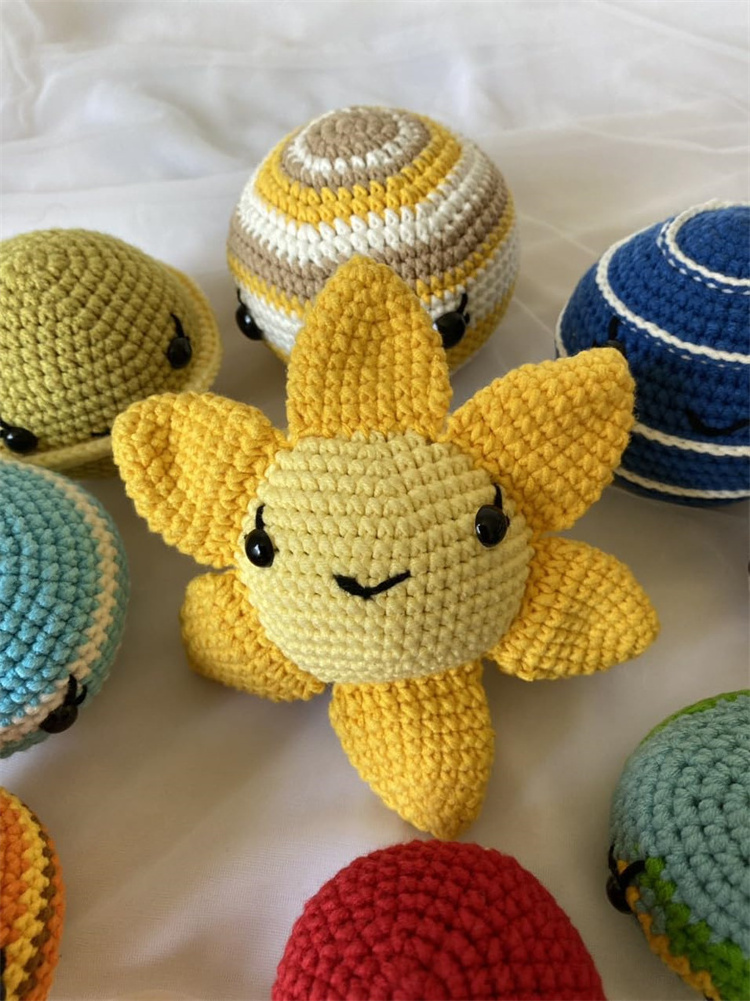 Hot Selling Crochet Solar System Amigurumi Crochet Planets Stuffed Planets Toddler Play Set Crochet Montessori Toy