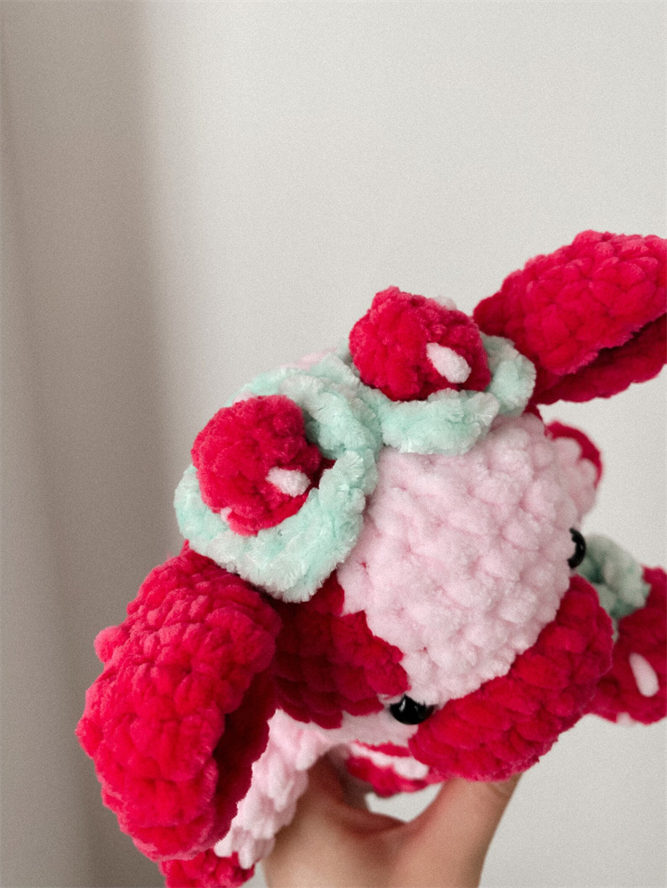 Baby girls gift handmade stuffed strawberry animal cow baby animal plush toy crochet cow doll